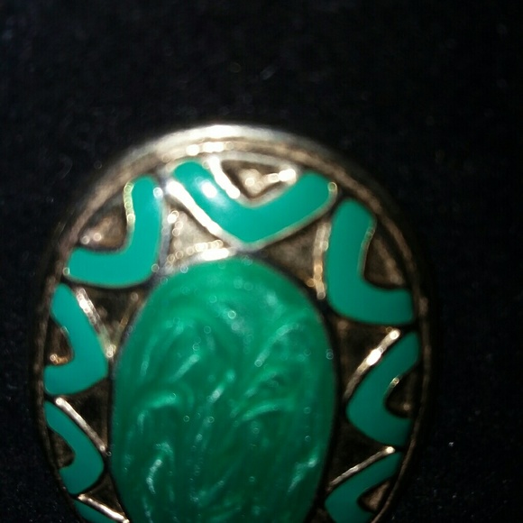 Spanish Green /Gold  Vintage Costume Jewelry - Picture 4 of 6